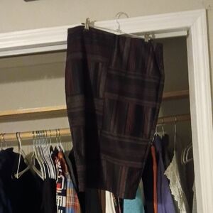 VENUS Plaid Midi Skirt - Black and Brown